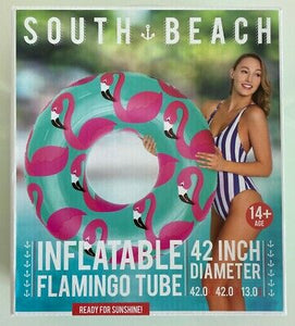 South Beach Tropical Collection Inflatable Pink Flamingo Tube Pool Float - Over 3 Feet Tall - Aura In Pink Inc.
