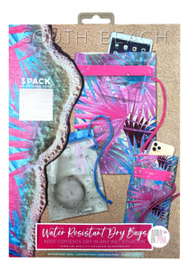 South Beach Neon Tropical Jungle 3-Pk Water Resistant Dry Bags Set - Aura In Pink Inc.