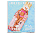 South Beach Pink Rose Bottle Inflatable Pool Float Lounger w/Giant Pink Glitter - Over 6 Feet Tall - Aura In Pink Inc.