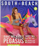 South Beach Tropical Collection Giant Pegasus w/Glitter 3-Foot Tall Inflatable Pool Float - Aura In Pink Inc.