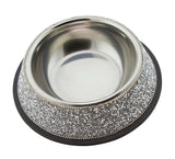 Sparkles Home Luminous Silver Diamond Bling Stainless Steel Assorted Sized Pet Bowls - Aura In Pink Inc.