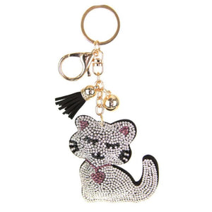 Sparkly Bling Kitty Cat Keychain - Aura In Pink Inc.