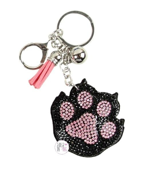 Sparkly Bling Kitty Cat Paw Keychain - Aura In Pink Inc.