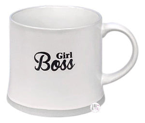 Spectrum Designz Girlboss White & Grey Large Ceramic Coffee Mug - Aura In Pink Inc.