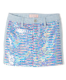 Squeeze Girls Cotton Candy Pastel & Pink Lisa Flip Sequin Jean Skirt - Aura In Pink Inc.