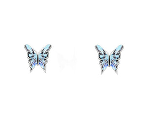 Sterling Silver Blue Enamel Butterfly Earring Set - Aura In Pink Inc.