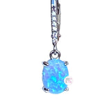 Sterling Silver Cote D' Argent CZ & Blue Opal Gemstone Dangle Earrings - Aura In Pink Inc.