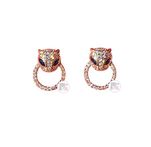 Sterling Silver Rose Gold Plated Aiden & Jaymos CZ Cat Stud Earrings Set - Aura In Pink Inc.