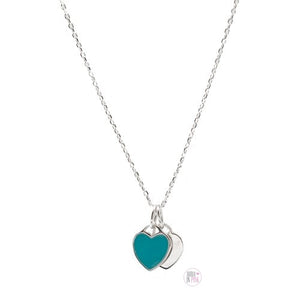 Sterling Silver Double Heart Necklace - Aura In Pink Inc.