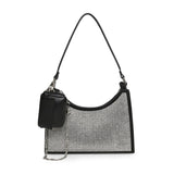 Steve Madden NYC – Handtasche aus schwarzem Kunstleder mit Diamant-Bling-Effekt und Kette und Clip-/Schnappbeutel