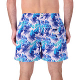 Sunset X Vine Tropical Monstera Print Lavender & Blue-Aqua Ombre Men's Swim Trunk Shorts - Aura In Pink Inc.
