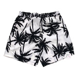 Surf Society Black Palm Trees White Drawstring Waist Lined Men's Swim Trunks Shorts