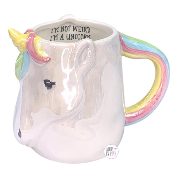 Tag 3D schillernder glasierter Regenbogen „I'm Not Weird, I'm A Unicorn“ Keramik-Kaffeetasse