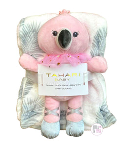 Tahari Baby Super Soft Plush Blanket w/Pink Flamingo Plush Buddy - Aura In Pink Inc.