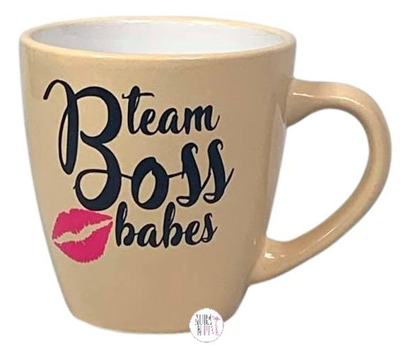 Team Boss Babes Pink Lipstick Kiss Girl Boss Vanilla Large Ceramic Coffee Mug - Aura In Pink Inc.