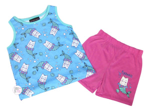 The Pink Closet Purrmaid Pajama 2-Pc Tank Top & Shorts Set - Aura In Pink Inc.