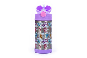 Tri-Coastal Design Limited Too Rainbow Caticorns Meowgical Stainless Steel Purple Flip Top Water Bottle w/Straw - Aura In Pink Inc.