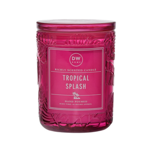 DW Home Large Double Wick Richly Scented & Hand Poured Pink Tropical Splash Candle in Glass Jar w/Lid - Aura In Pink Inc.