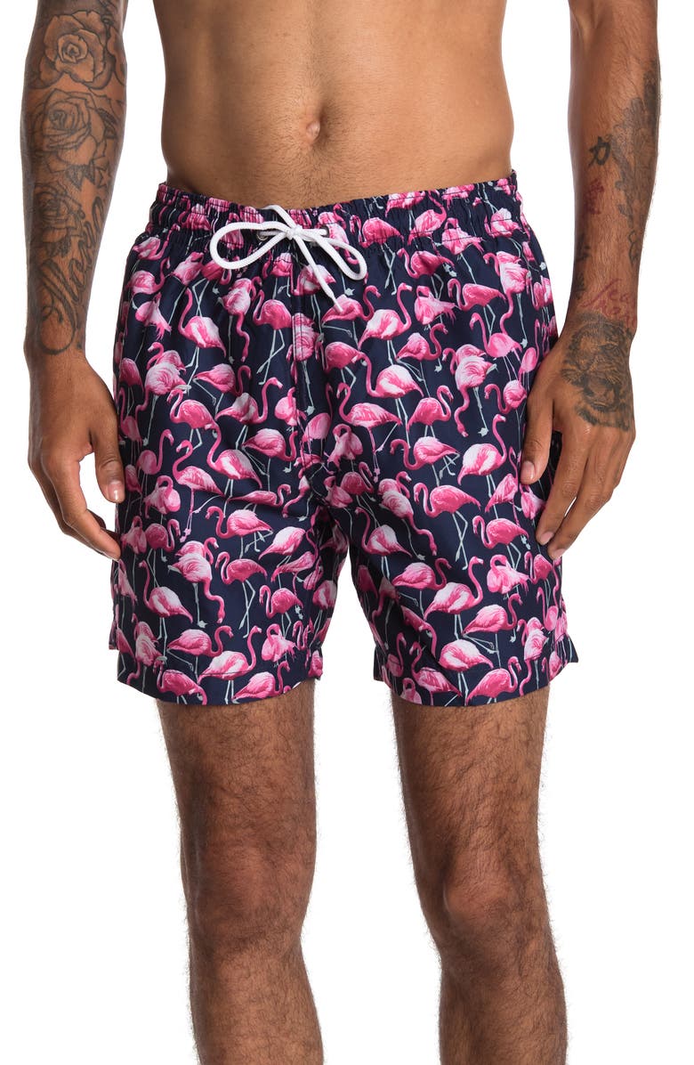 Buy Trunks Surf & Swim Co. men watercolor flamingo print board short pink  combo Online