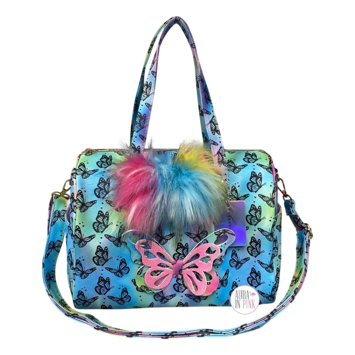 UnderOneSky Butterflies Rainbow Tie Dye Overnight Tote Bag – Aura In Pink  Inc.