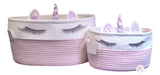 Madison Art Gorgeous Unicorn Lashes Pink & White Flexible Fabric Laundry/Storage Basket - Aura In Pink Inc.