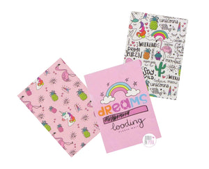Unicorn, Pink Flamingo, & Dreams Loading Notebook Set of 3 - Aura In Pink Inc.