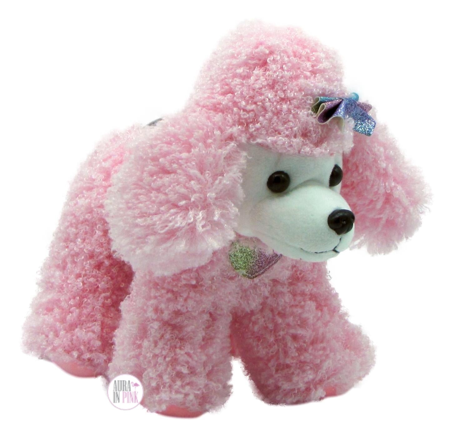 Poodle Dog Bag Charm Keychain Purse charm Plush Pom Pom Pink Fluffy New