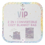 VIP 2-in-1 Convertible Cozy Lux Plush 50" x 60" Blanket In Cinch Drawstring Bags w/Pompoms - Aura In Pink Inc.