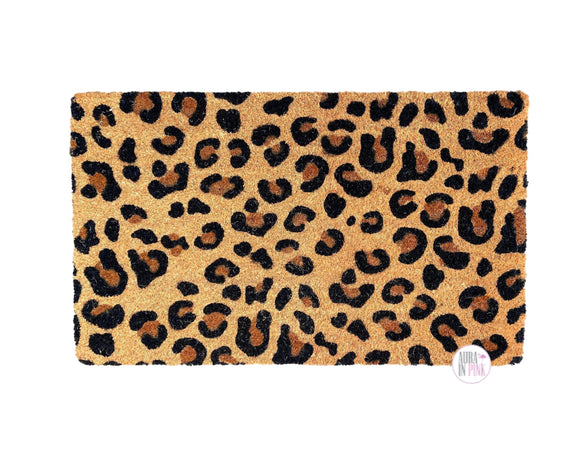 Viana Leopard Print Coir Doormat Rug - Aura In Pink Inc.