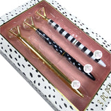 Votum Gold, Black Spotted White, Black & White Striped Diamond Bling Top 3-Pen Boxed Set