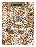 Votum Posh + Pop Happiness Looks Good On You Leopard Print Padfolio Clipboard w/Ruled Notepad - Aura In Pink Inc.