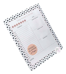 Votum This Week's To Do Black & White Polka Dot Print Weekly Planner Pad - Aura In Pink Inc.