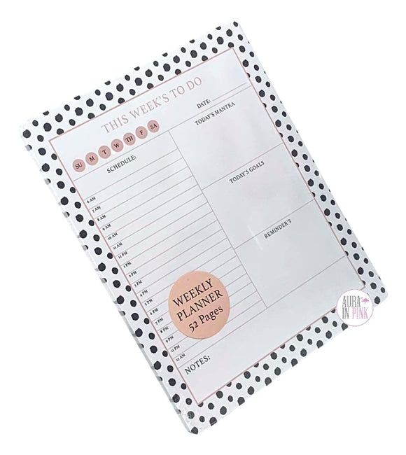 Votum This Week's To Do Black & White Polka Dot Print Weekly Planner Pad - Aura In Pink Inc.