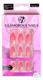 Warpaint London W7 Glamorous Nails Pink Bell Pink Iridescent Shine Almond Tip Nails - Aura In Pink Inc.