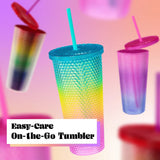West & Fifth Extra Large Diamond Studded Tumblers - Ice Blue, Pink Purple Blue Ombre, & Rainbow Ombre
