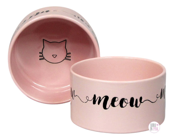 Winifred Lily Meow Blush Powder Pink Ceramic Cat Dishes