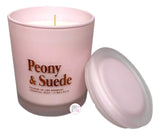 Wolf+Lamb Peony & Suede Pink Frosted Glass Jar Scented Candle - Aura In Pink Inc.
