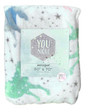 YOUnique Pastel Unicorns & Stars Plush Decorative Throw Blankets - Various Sizes - Aura In Pink Inc.