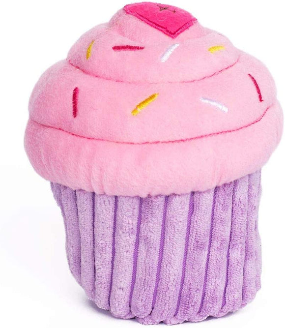 Zippy Paws NomNomz Pink Cupcake Squeaky Plush Dog Toy