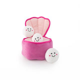 ZippyPaws Zippy Burrow - Pearls in Oyster Squeaky Plush Dog Toy Set - Aura In Pink Inc.