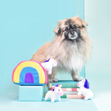 ZippyPaws Zippy Burrow - Unicorns in Rainbow Squeaky Plush Dog Toy Set - Aura In Pink Inc.