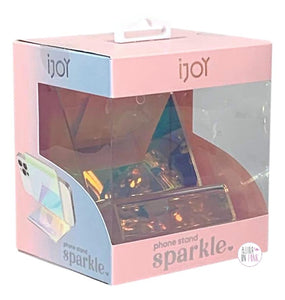 iJoy Studio Sparkle Iridescent Pink Rainbow Holographic Phone Stand - Aura In Pink Inc.