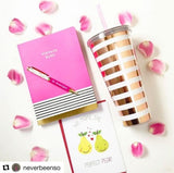 Rose Gold Stripes Tumbler - Extra Large - Aura In Pink Inc.